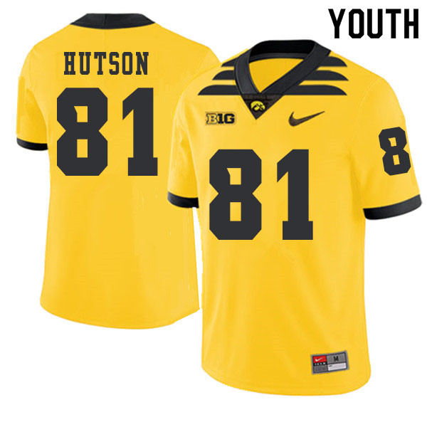 2019 Youth #81 Desmond Hutson Iowa Hawkeyes College Football Alternate Jerseys Sale-Gold